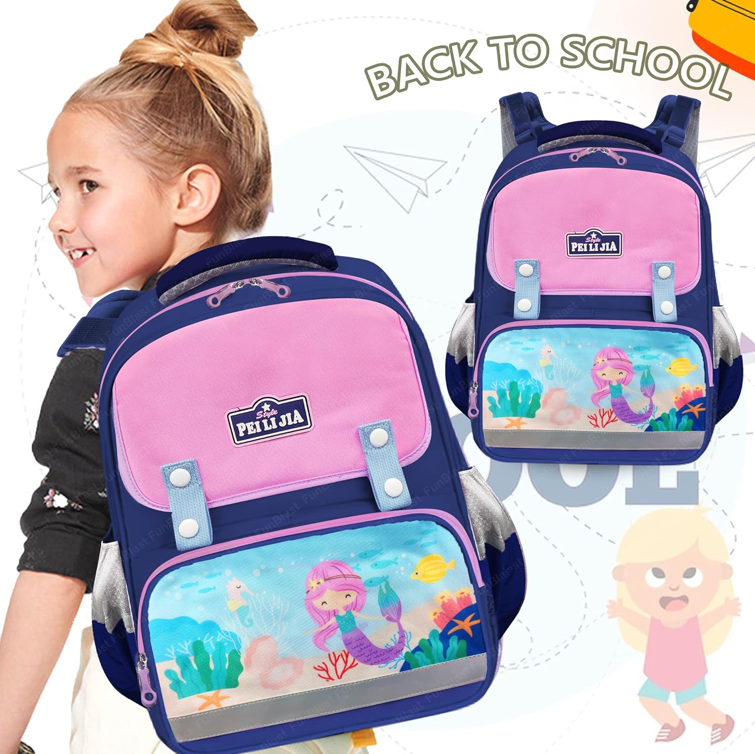 School Bag for Girls - Mermaid School Bag for Girls, Travel Backpack, Multipurpose Bag for Girls, Casual Bag for Teens, Picnic Bag for Girls (41 X 29 X 13 CM)