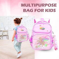 Unicorn Backpack for Children - School Bag for Student, Orthopedic School Bags, Lightweight Large Capacity Bag for Boys Girls Kids, Travel Bag, Picnic Bag (39 X 31 X 20 CM)