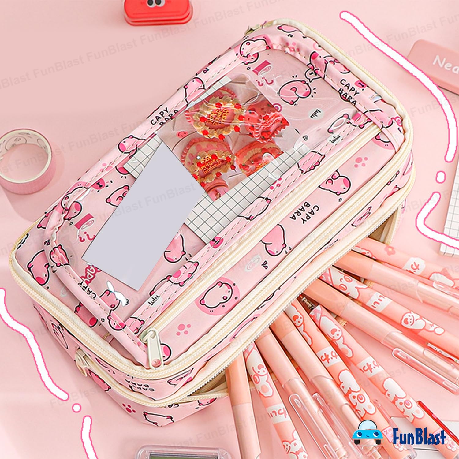 Multipurpose Zipper Pencil Pouch for Kids (Print May Vary)