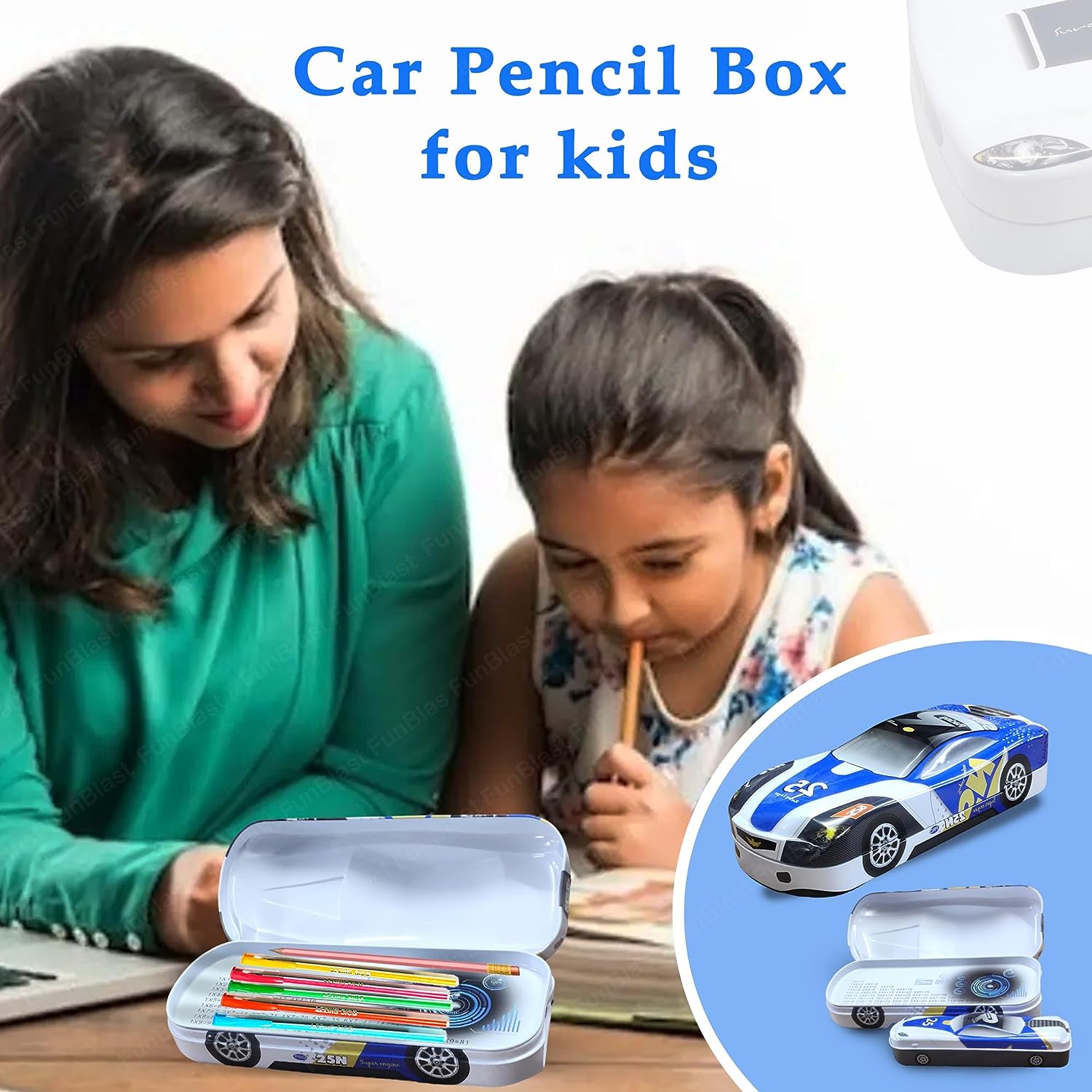 Metal Car Pencil Box/Case – Double Layer Pencil Box for Kids Boys Students School Supplies