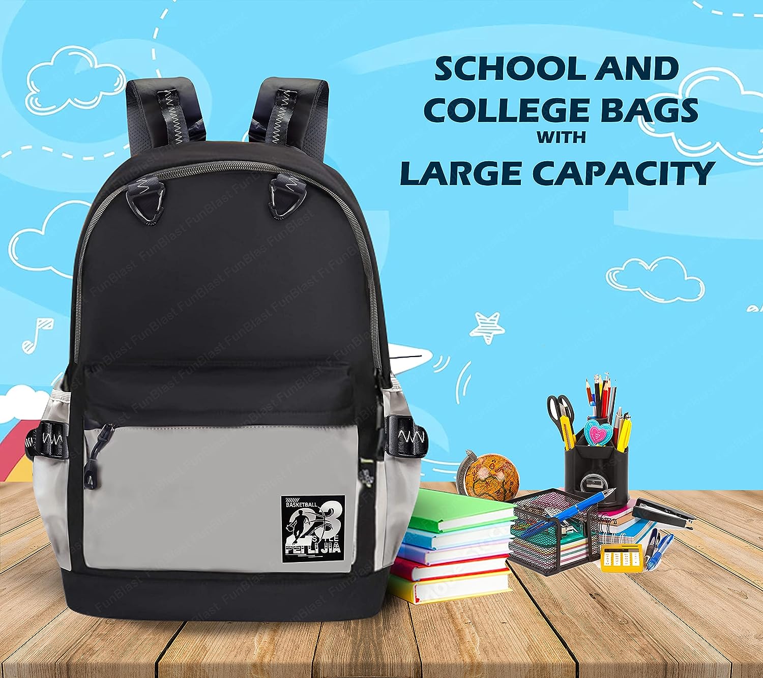 School Bag - School Backpack, College Backpack, Travel Backpack, Office Backpack, Multipurpose Bag for Kids, Casual Bagpack, Picnic Bag for Boys & Girls (46 X 34 X 20 CM)