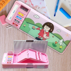 Magnetic Cartoon Pencil Case, Multifunction Pen & Pencil Box, Stationery Organizer Box Birthday Return Gift for Kids Girls