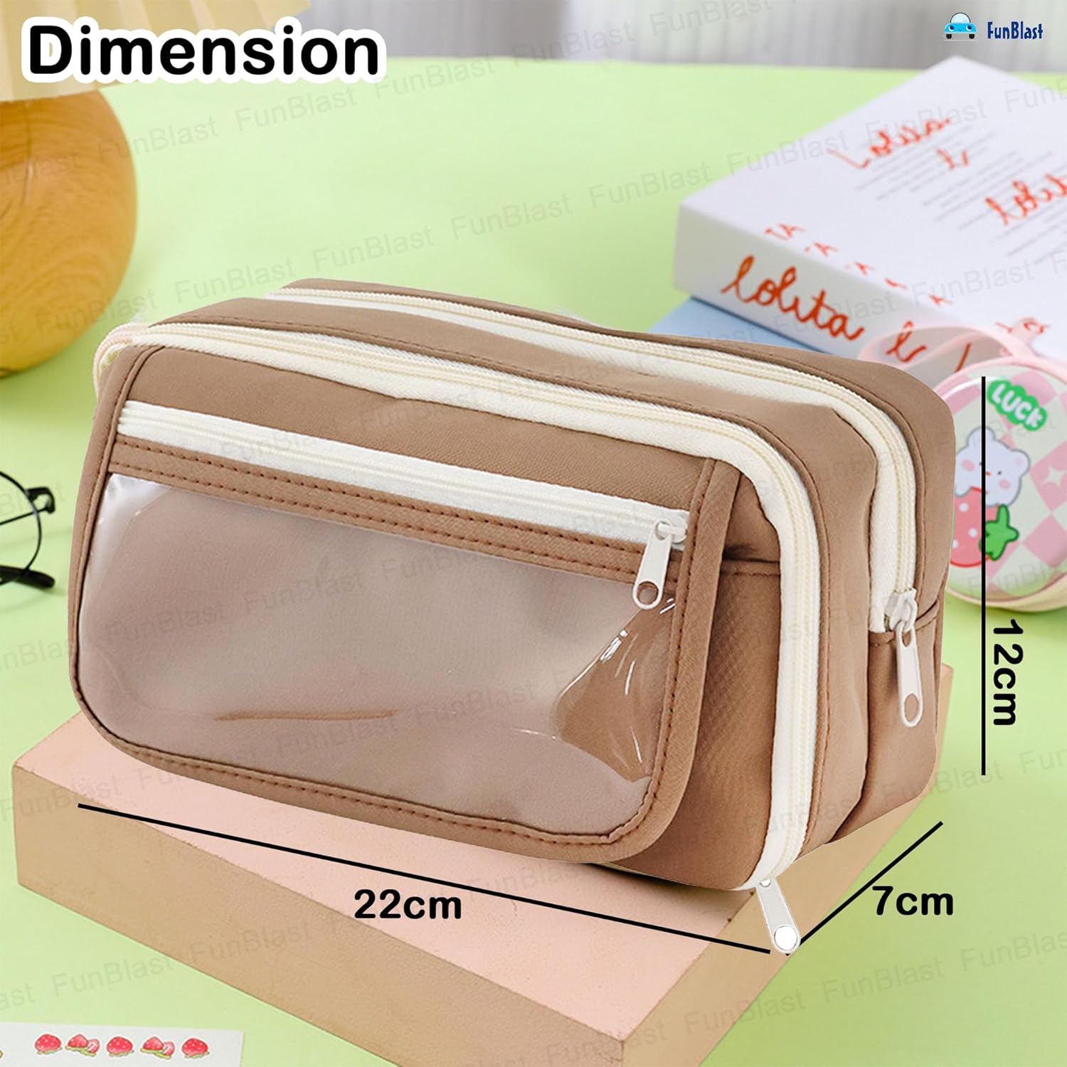 Multipurpose Zipper Stationary Organizer for Kids & Adults (Brown)