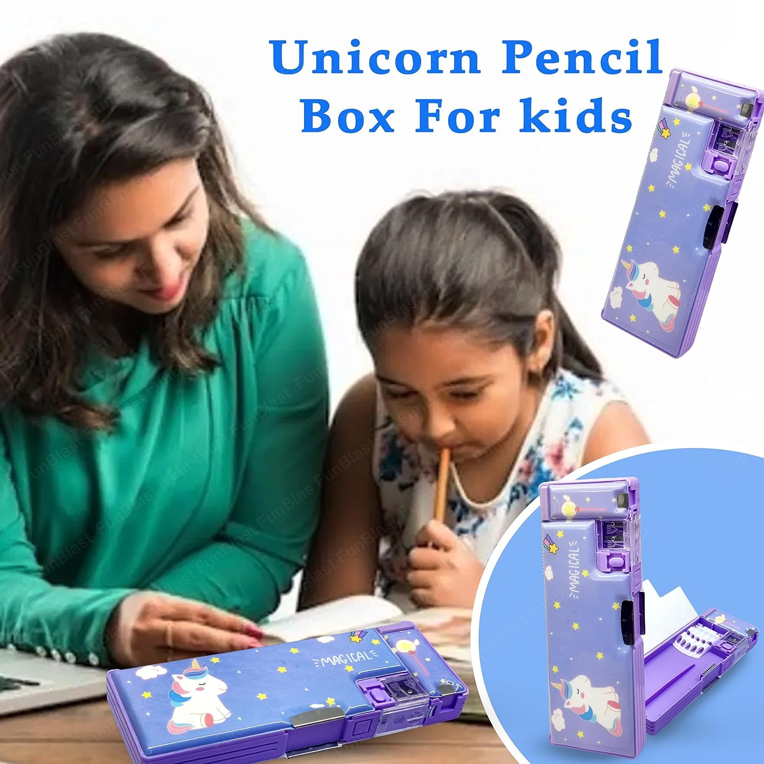 Multifunctional Pencil Box for Kids, Unicorn Pencil Box, Kids Pencil Box for Girls, Magnetic Pencil Box for Girls, Girls Pencil Pouch, Pop up Pencil Box