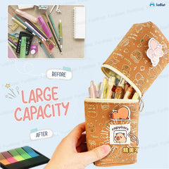 Korean Boba Pop Up Stationery Organizer Pouch for Kids (Brown)