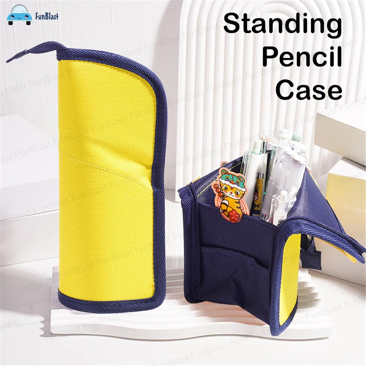 Korean Boba Pop Up Stationery Organizer Pencil Pouch for Kids (Yellow)