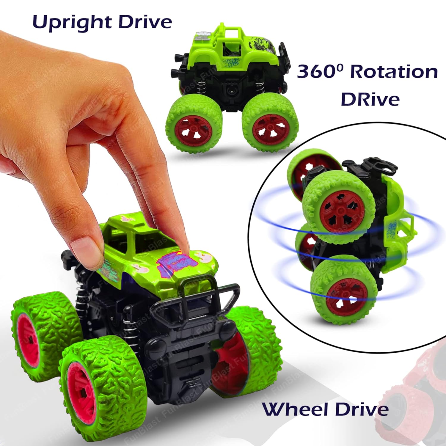 4WD Monster Truck Toys, Push & Go Toy Trucks Friction Power Toys - 4 Wheel Drive Vehicles Toy for Toddler - 1 Pcs