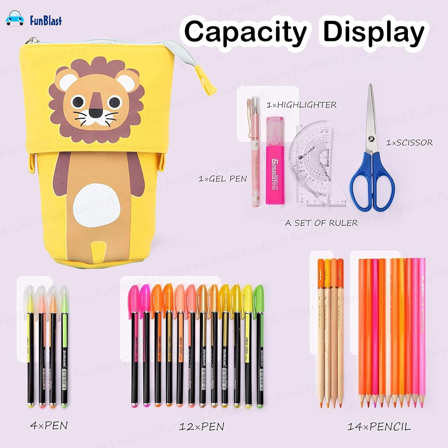 Boba Pop-Up Stationery Organizer for Kids (Lion)
