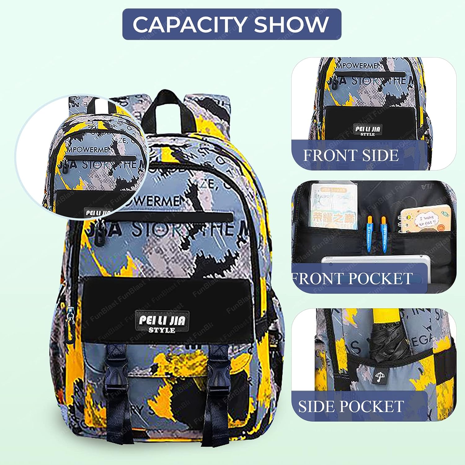 School Bags for Boys, Lightweight School and College Bags, Multipurpose Large Capacity Bag for Boys Girls Kids, Travel Bag, Picnic Bag (46 X 34 X 20 CM)