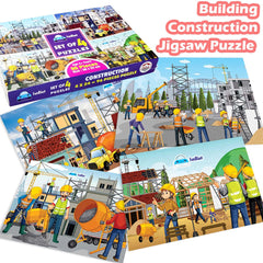 Jigsaw Puzzles for Kids, Building Construction Jigsaw Puzzles for Kids, Learning & Educational Jigsaw Puzzle, Set of 4-96 Pcs Puzzle