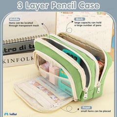 Multiple Compartment Portable Stationary Organizer Bag for Kids (Sea Green)