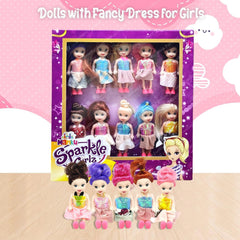 Doll Toys for Kids, (Pack of 10 Pcs)- Small Doll for Girls- 10 CM Cute Realistic Dolls for Girls, Dolls for 3+ Years Girls (10Pcs) (Dress Color May Vary)