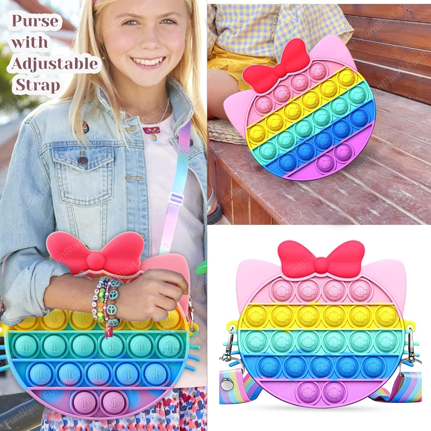 Pop It Sling Bag – Pop It Cross Body Bag for Kids, Pop It Purse for Girls, Birthday Gift for Girls