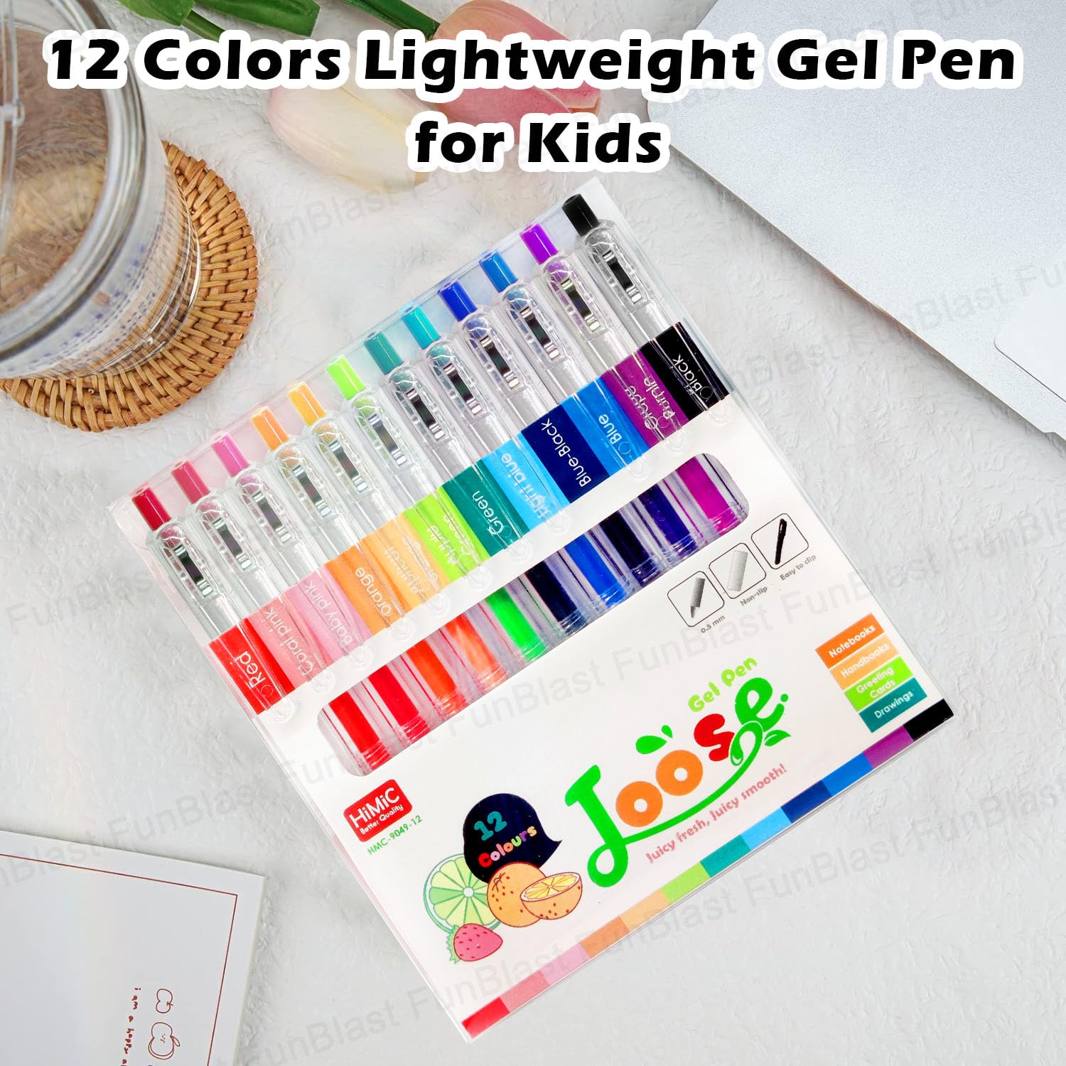 Gel Pens for Writing - Aesthetic Pens, 12 Colors Lightweight Gel Pen with Writing, Calligraphy, Journal (Pack of 12)