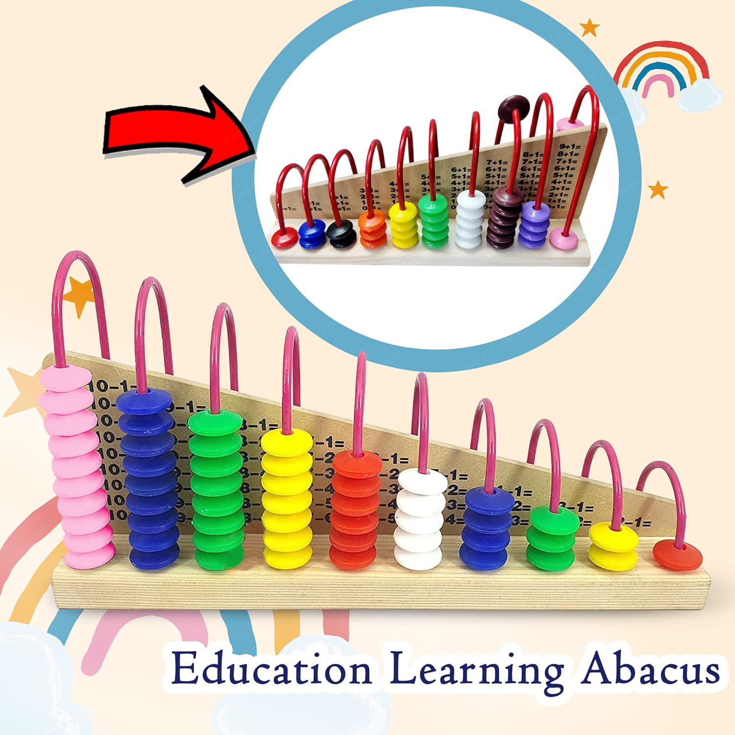 Wooden Double - Sided Calculation Shelf Abacus with Counting Addition Subtraction Maths Toy