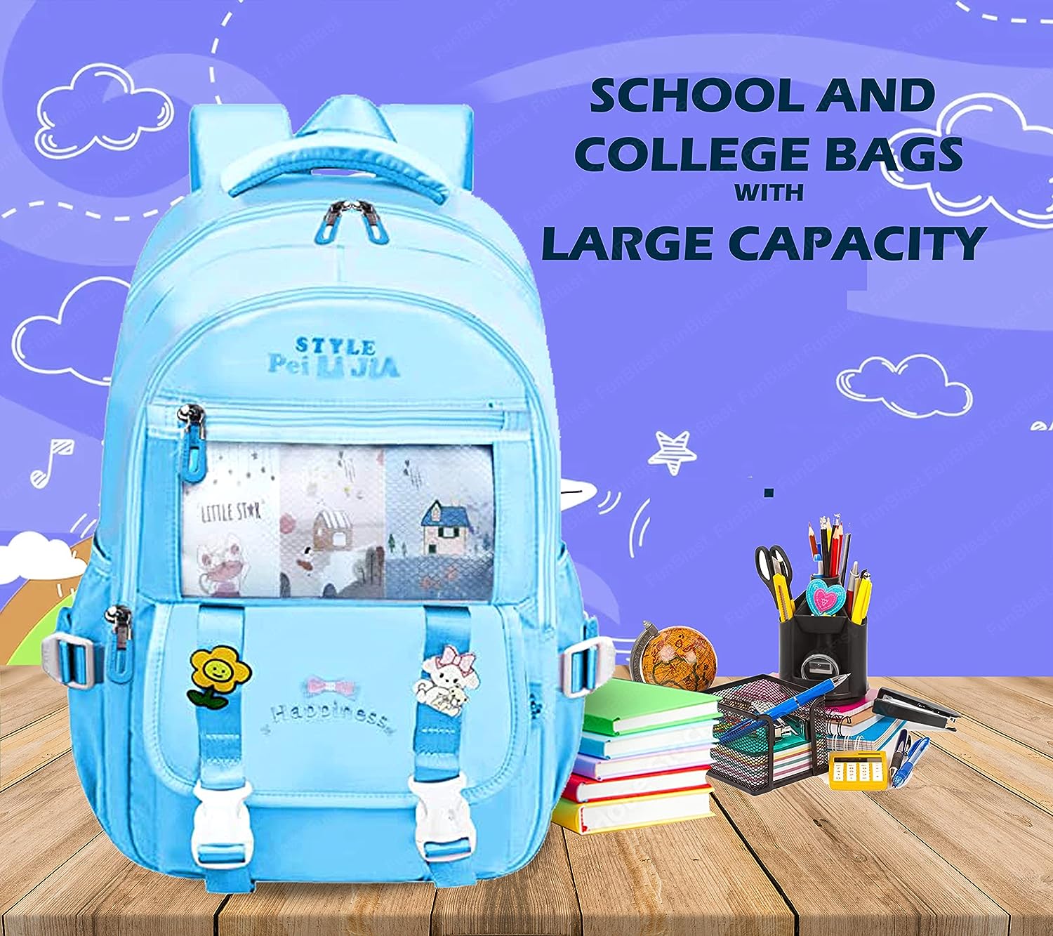 School, Office, Casual Multipurpose Backpack - School and College Bags for students, Large Capacity Bag for Boys Girls Kids, Travel Bag, Picnic Bag