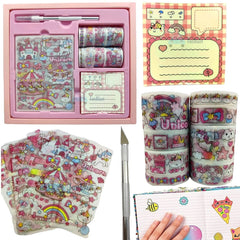 Washi Tape Set and Stickers - Unicorn Theme Washi Tape Set, Designer Decorative Masking Tapes & kawaii Stickers for DIY Arts & Crafts Work, Scrapbooking Bullet Journal Planners