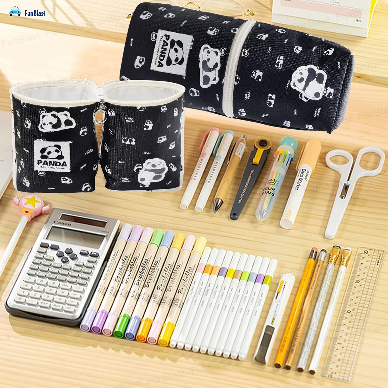 Korean Boba Pop Up Stationery Organizer Pouch for Kids (Black)
