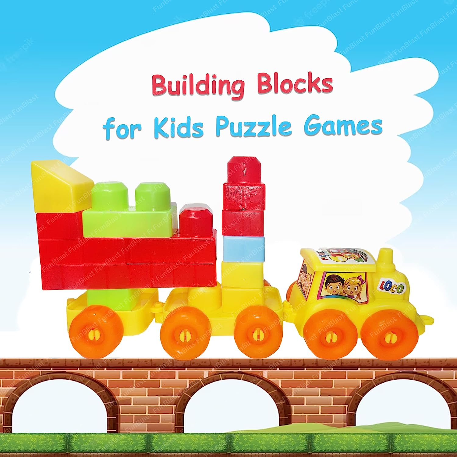 Train Engine Building Blocks for Kids - DIY Plastic Building Blocks for Kids Puzzle Games for Kids – 48 Pcs