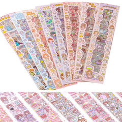 Cute Cartoon Theme Kawaii Stickers - 40 PET Sheets Cute Washi Stickers for Project, Japanese Style Girls Sticker Set, Size of Each Sheet - 40 X 8 CM (Color and Design May Vary)