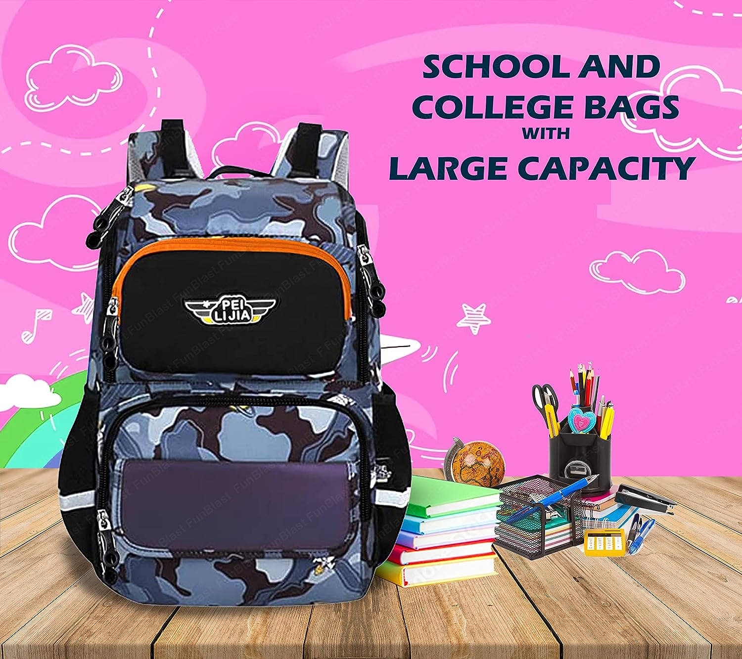 Space Backpack for Children - School Bag for Student, Orthopedic School Bags, Lightweight Large Capacity Bag for Boys Girls Kids, Travel Bag, Picnic Bag (39 X 28 X 14 CM)
