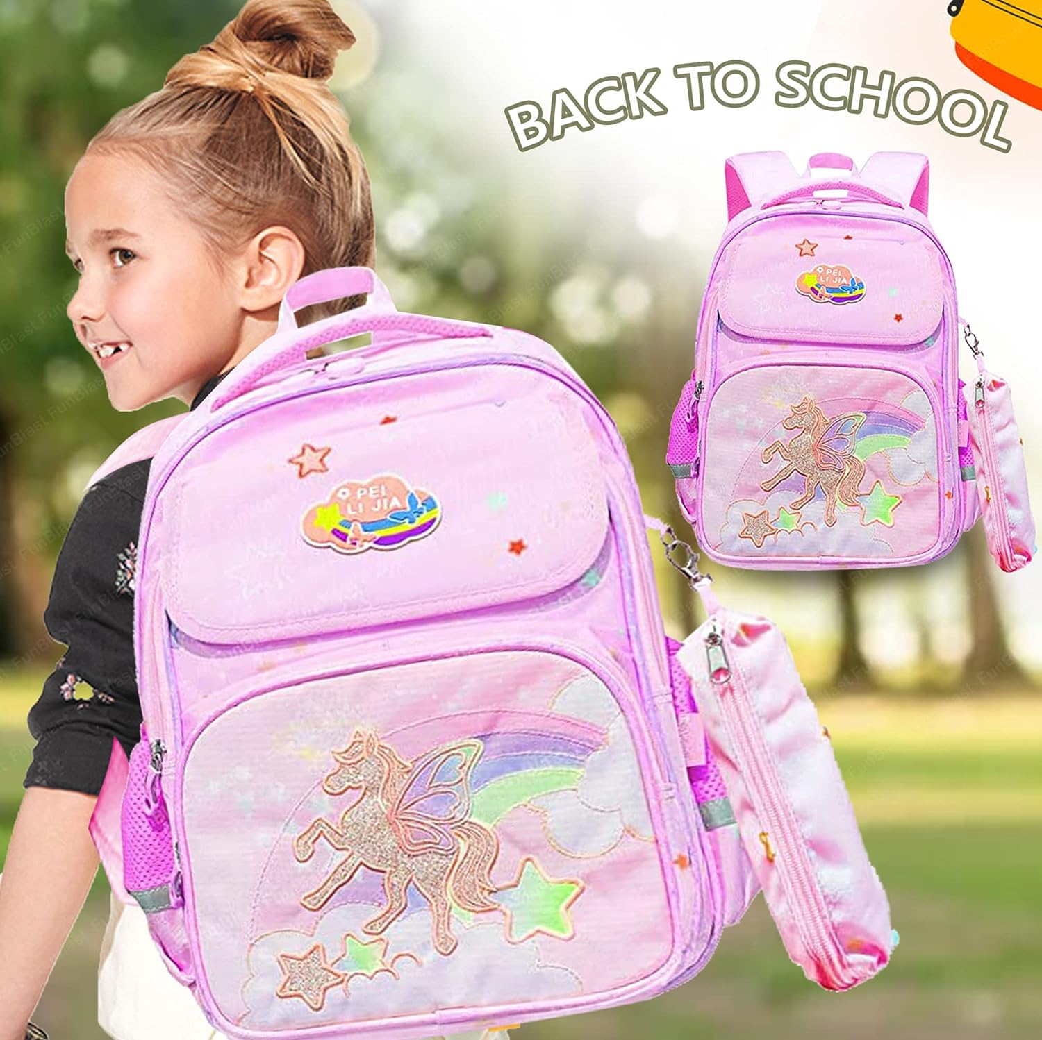 Unicorn Backpack for Children - School Bag for Student, Orthopedic School Bags, Lightweight Large Capacity Bag for Boys Girls Kids, Travel Bag, Picnic Bag (39 X 31 X 20 CM)