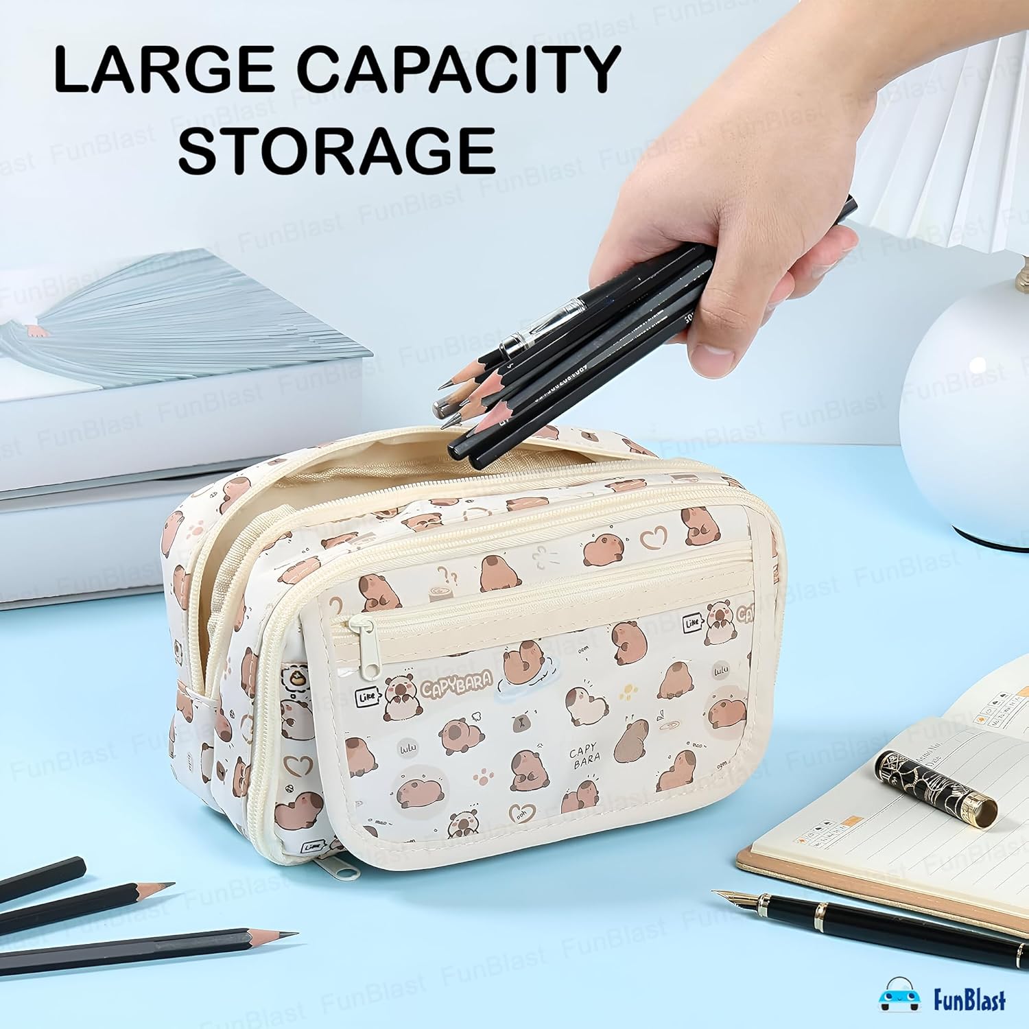 CapyBara Print Stationary Organizer Pouch for Kids & Adults