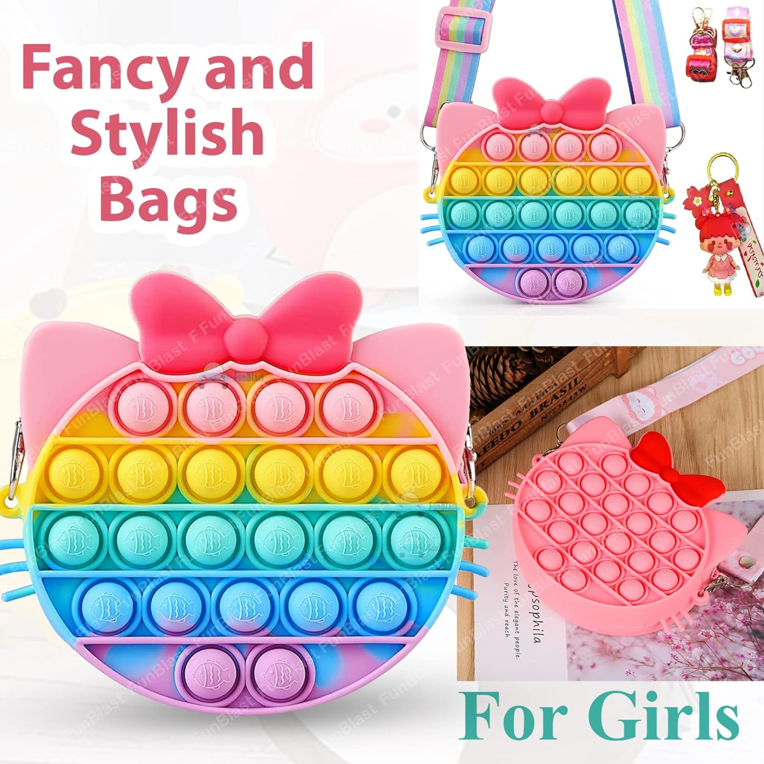 Pop It Sling Bag – Pop It Cross Body Bag for Kids, Pop It Purse for Girls, Birthday Gift for Girls