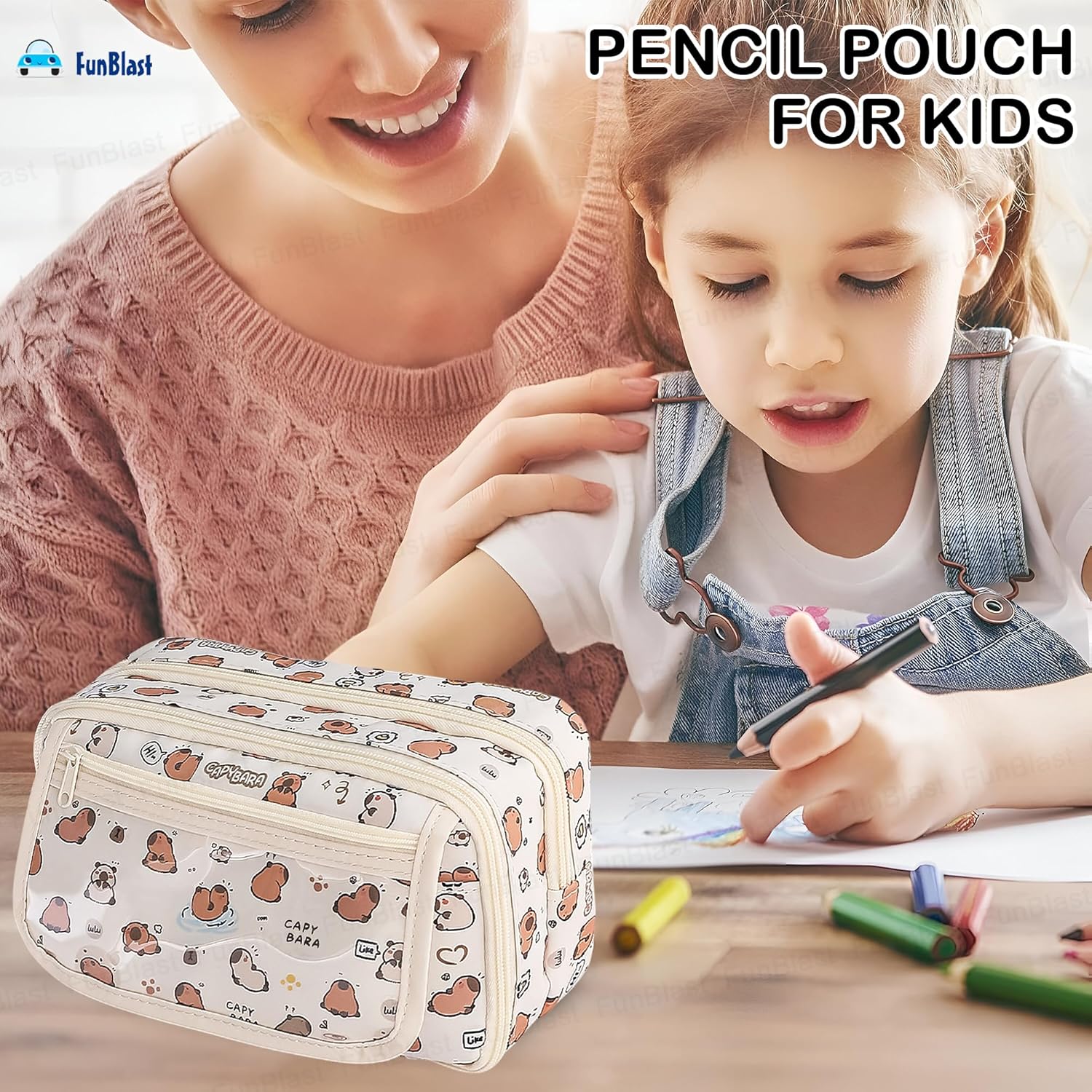 CapyBara Print Stationary Organizer Pouch for Kids & Adults