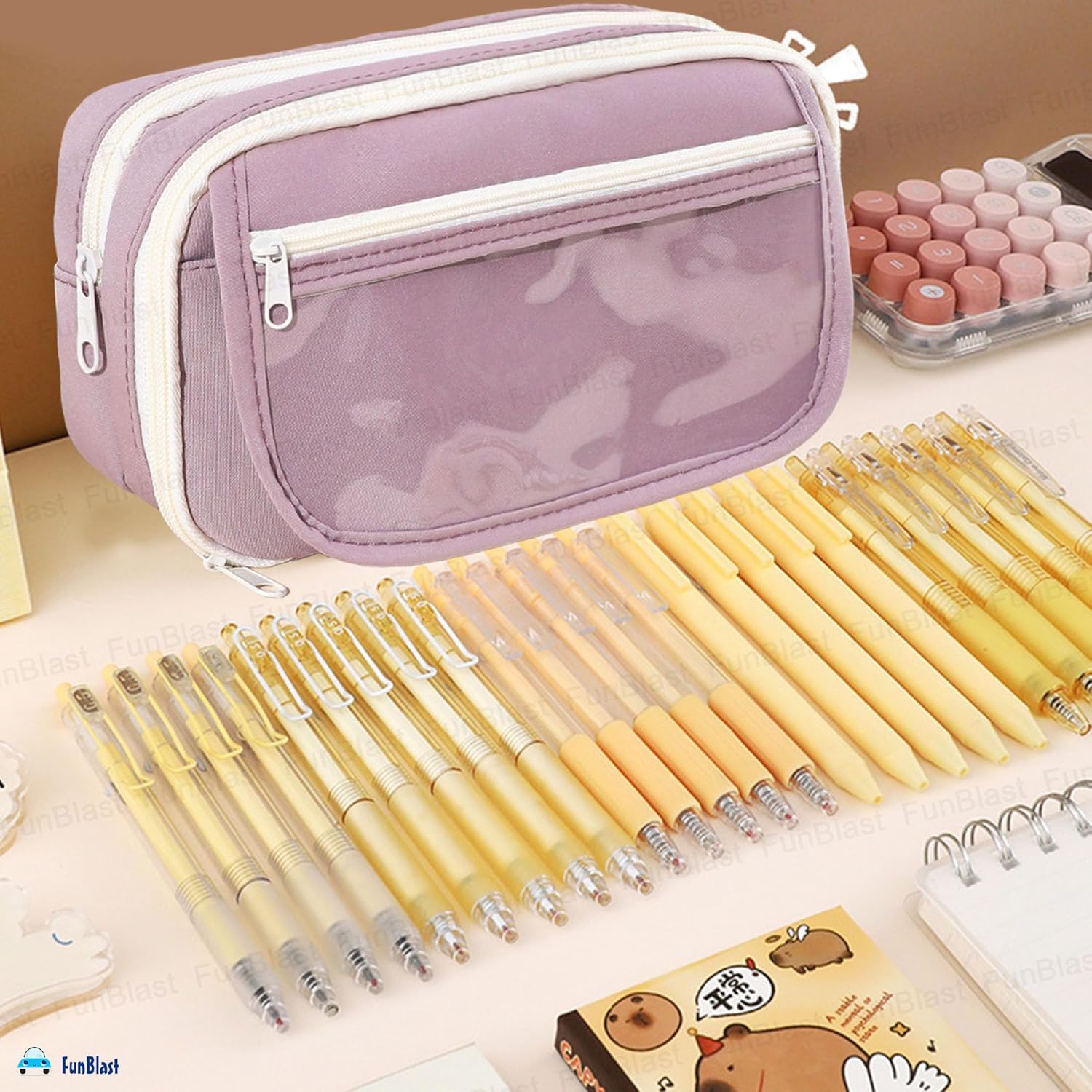Multipurpose Zipper Stationary Organizer for Kids & Adults (Purple)