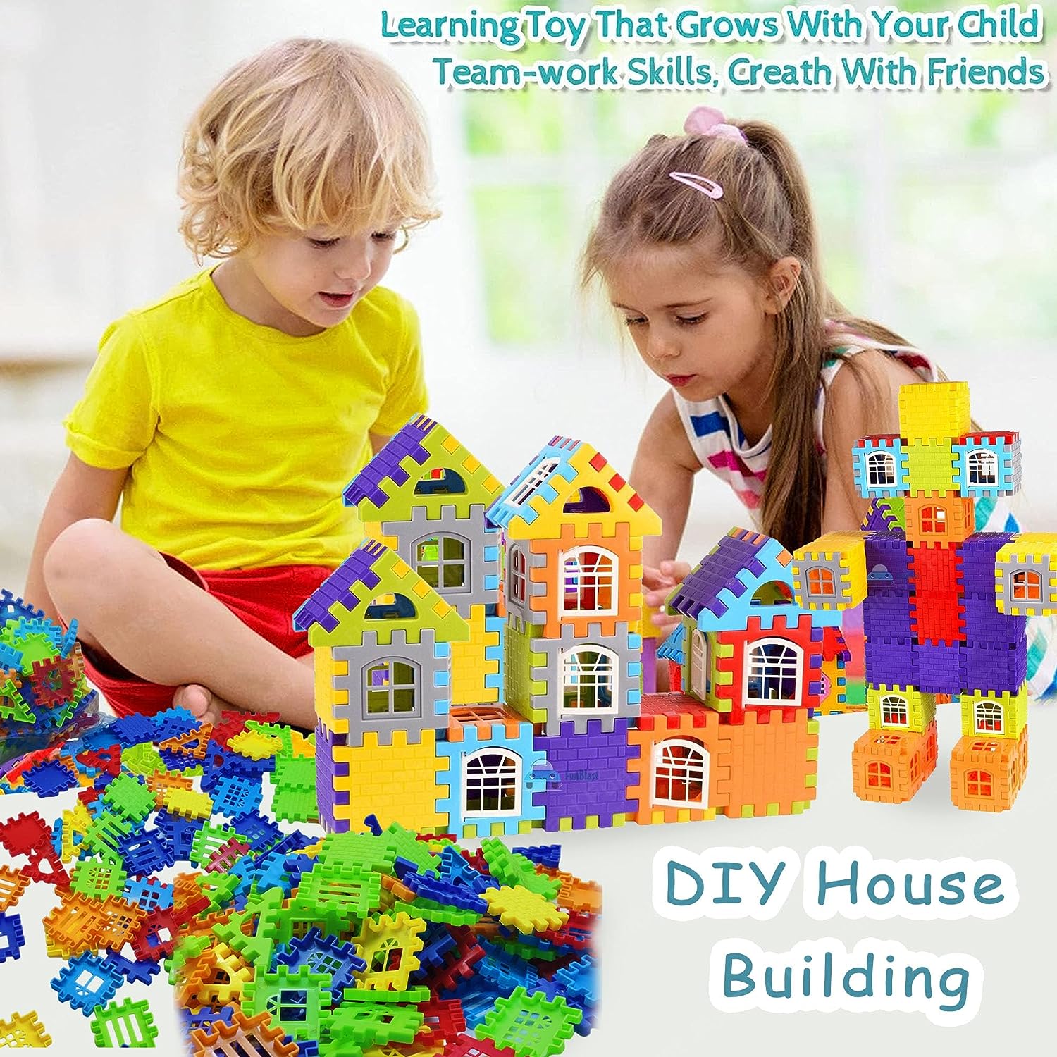 DIY House Building Blocks for Kids Puzzle Games for Kids DIY Toys for Children Educational and Learning Toy for Kids, Girls and Boys - 140+ Blocks