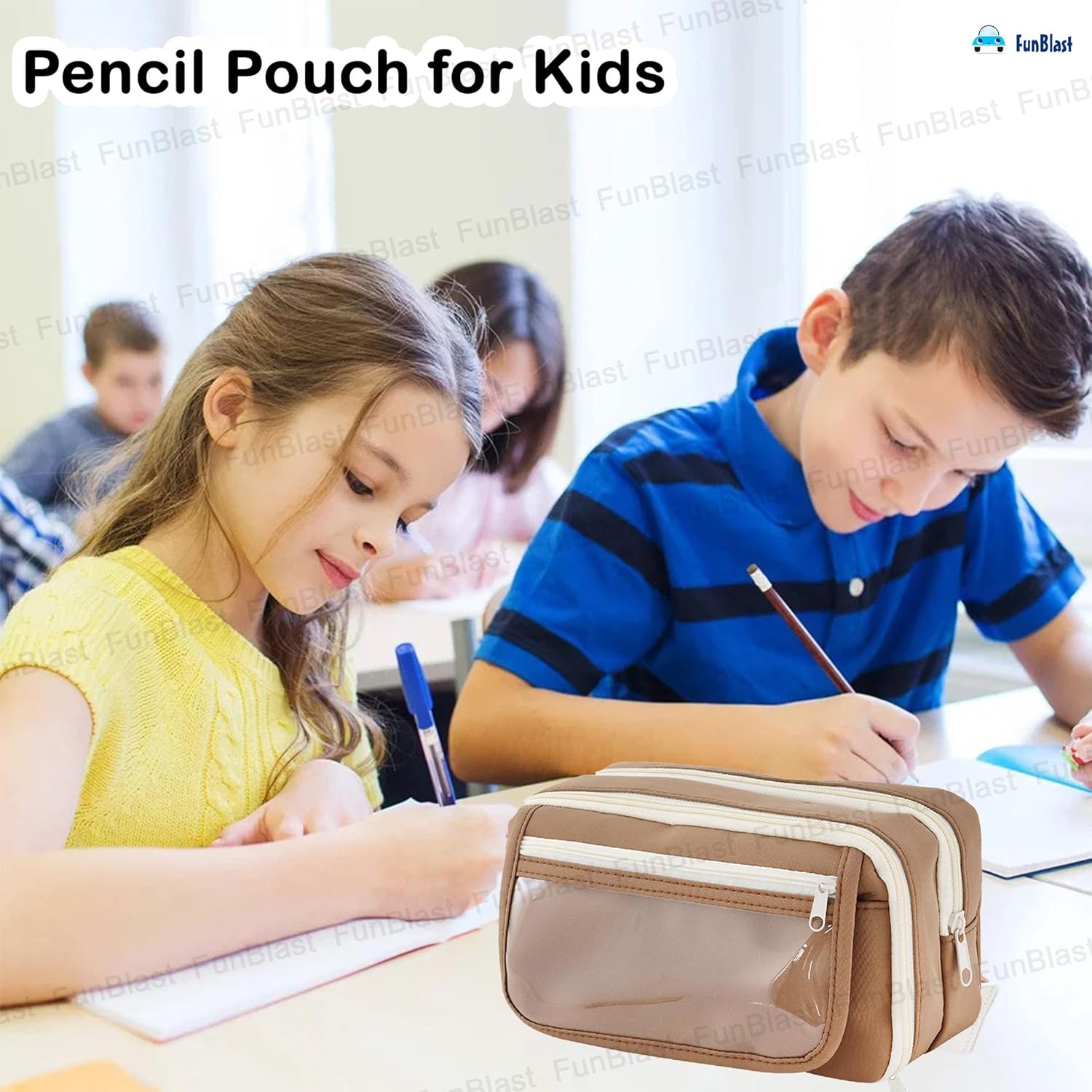 Multipurpose Zipper Stationary Organizer for Kids & Adults (Brown)