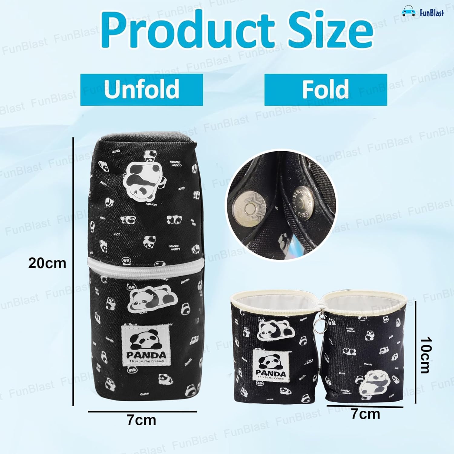 Korean Boba Pop Up Stationery Organizer Pouch for Kids (Black)