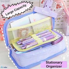 Multipurpose Zipper Stationary Organizer Pouch for Kids (Blue)