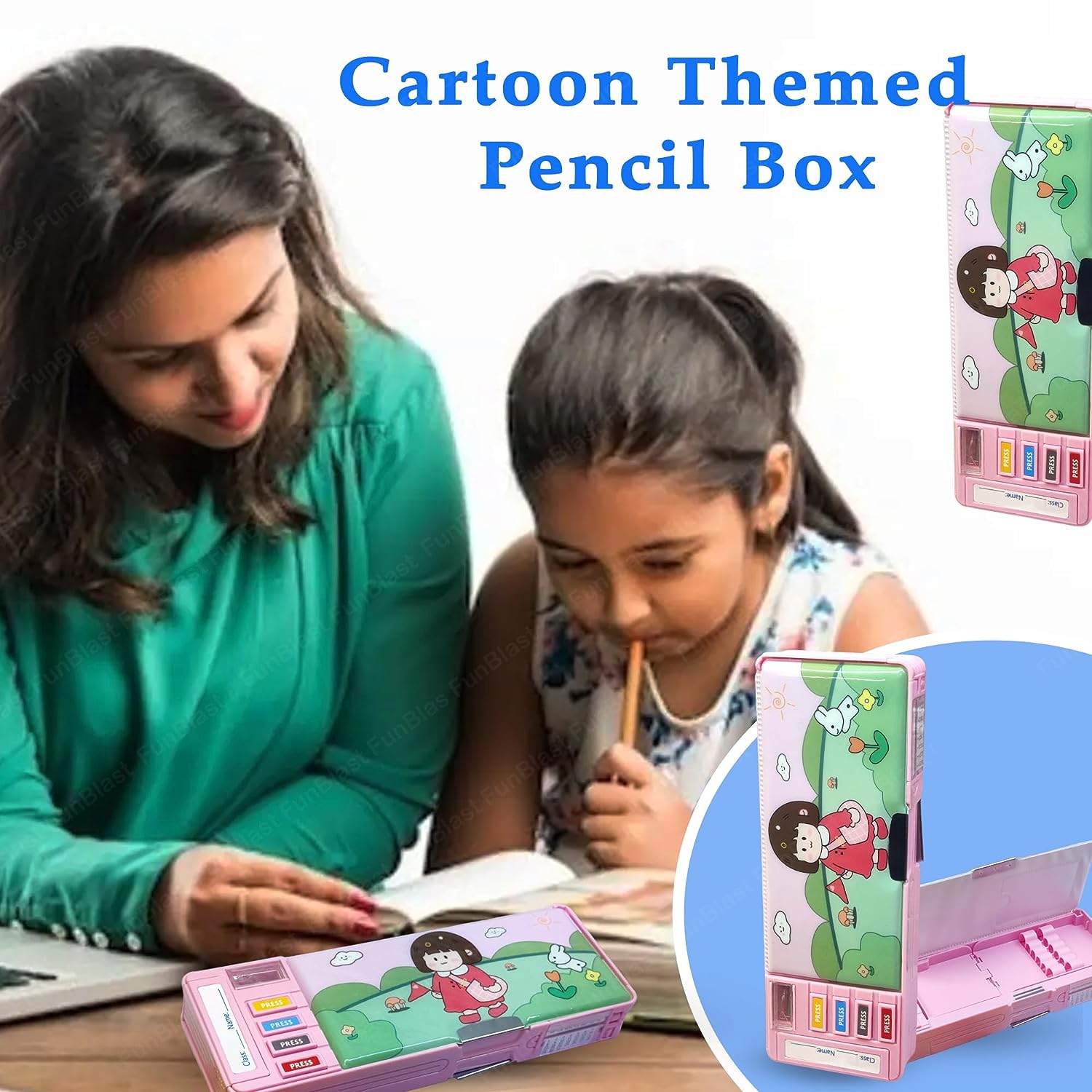 Magnetic Cartoon Pencil Case, Multifunction Pen & Pencil Box, Stationery Organizer Box Birthday Return Gift for Kids Girls