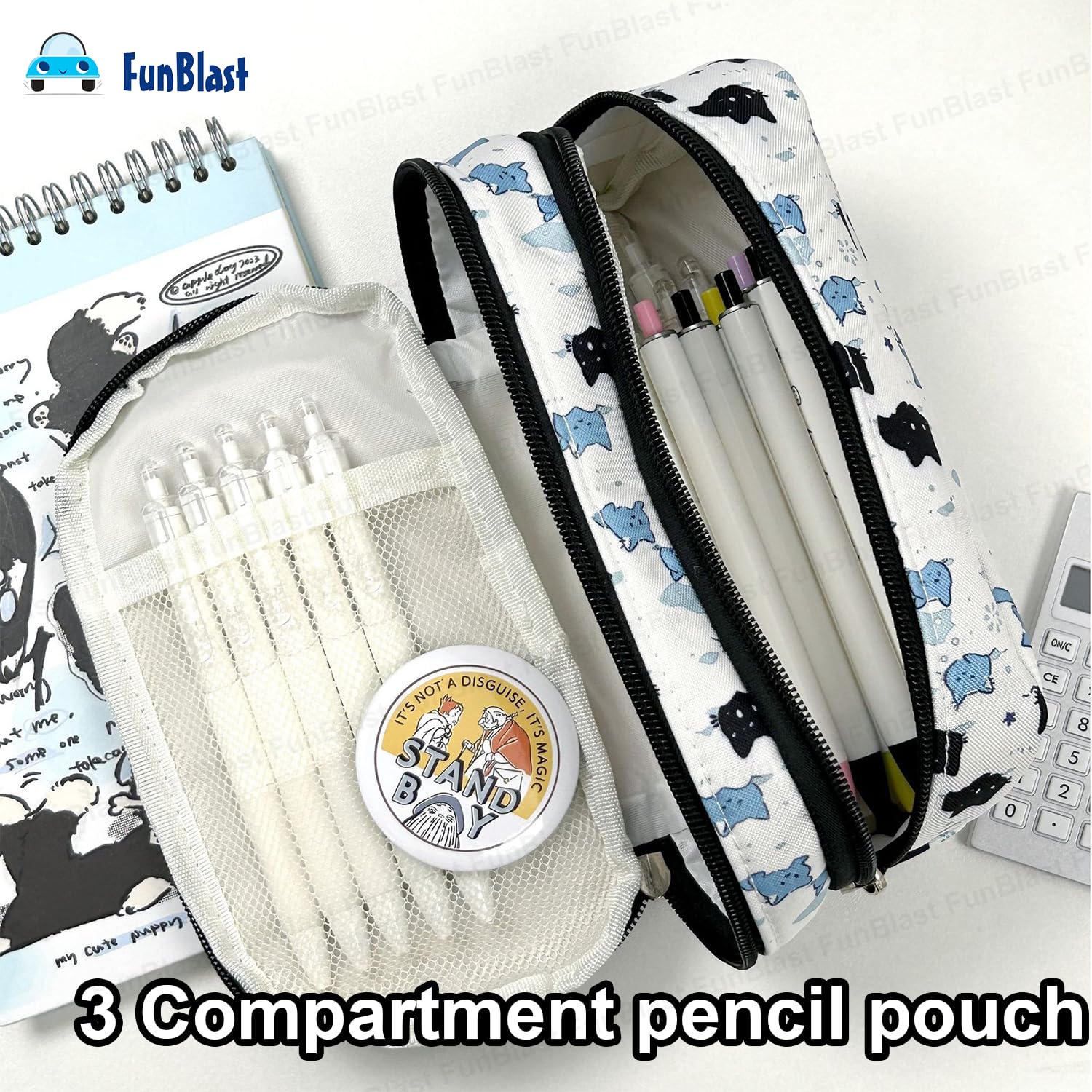 Cat Print Stationary Organizer Pouch for Kids & Adults