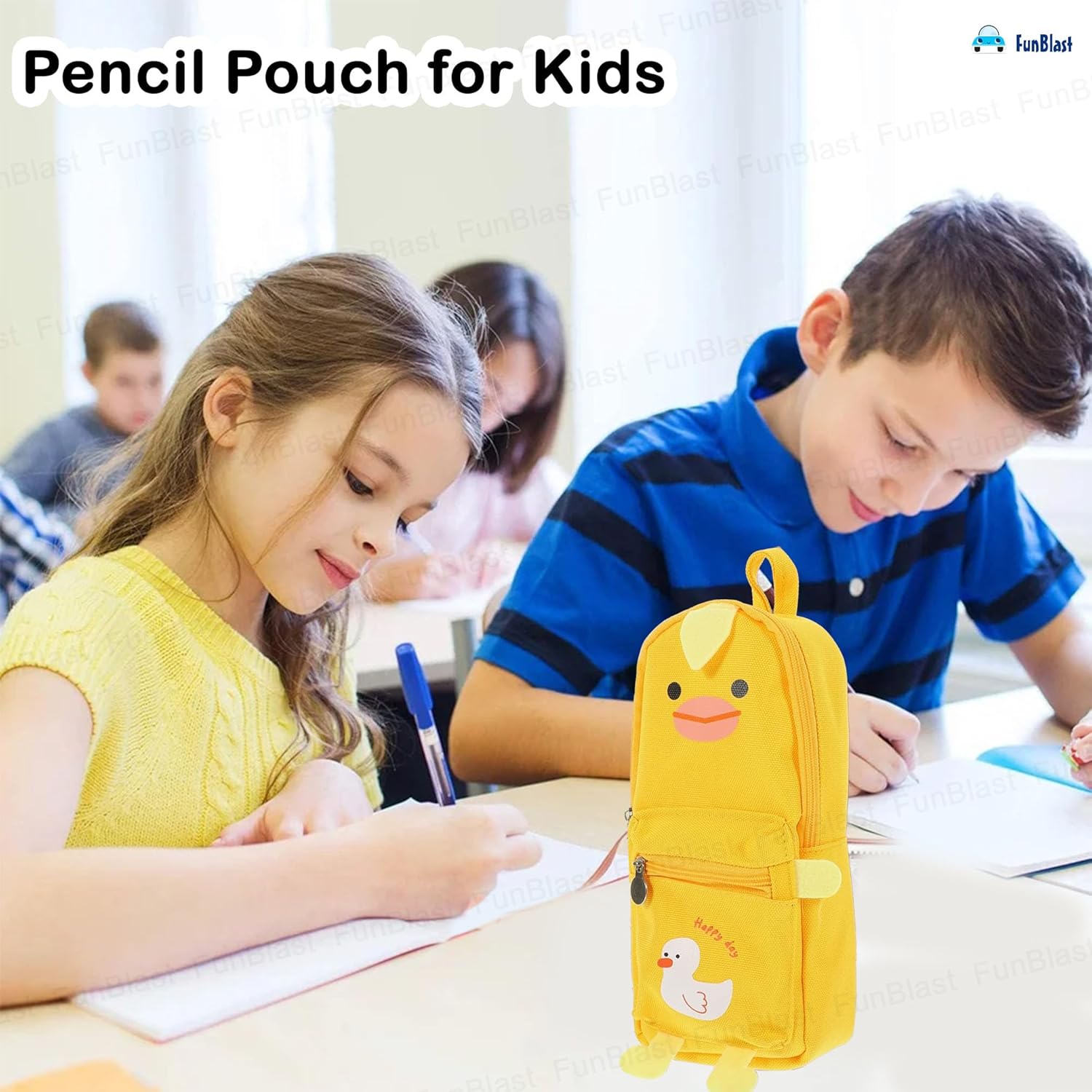 Hangable Canvas Pencil Pouch for Kids (Yellow-Duck)