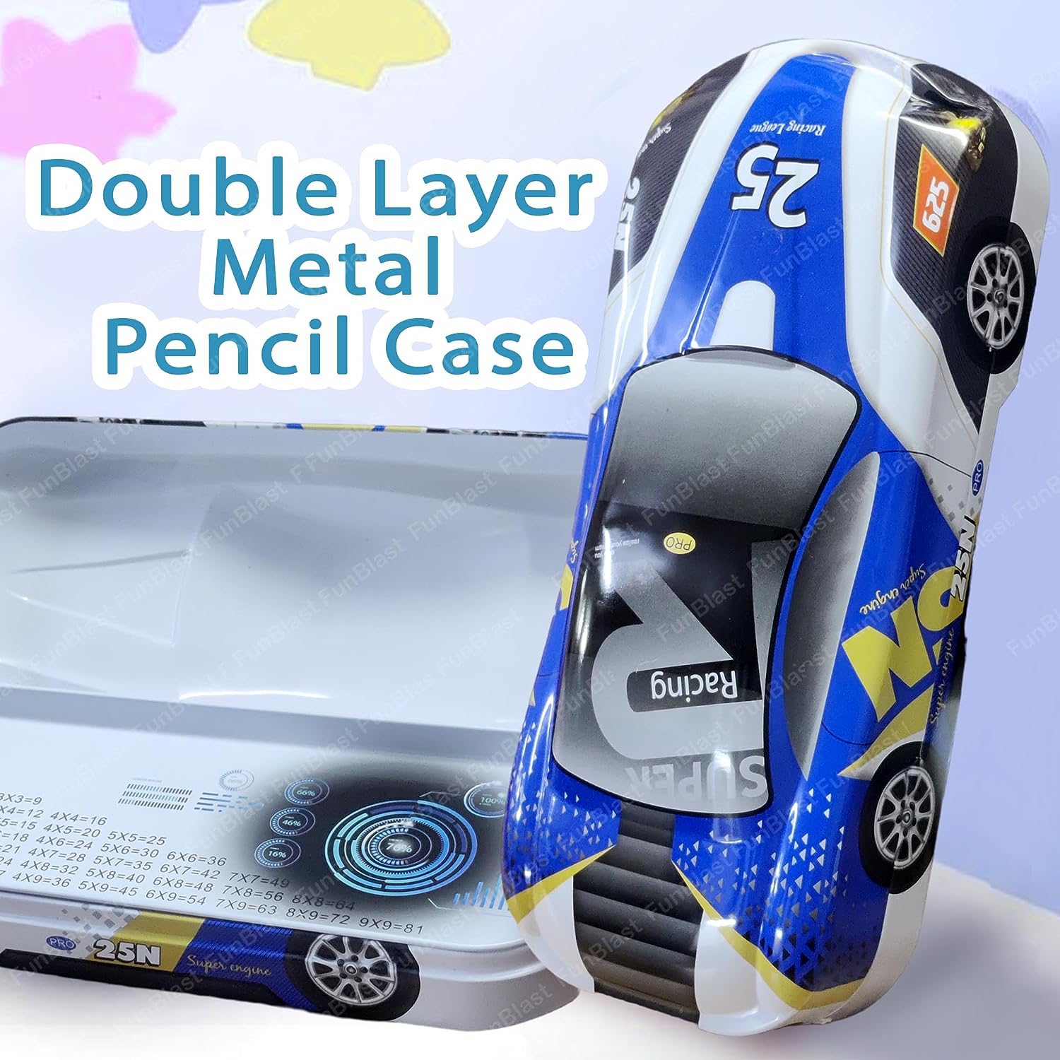 Metal Car Pencil Box/Case – Double Layer Pencil Box for Kids Boys Students School Supplies