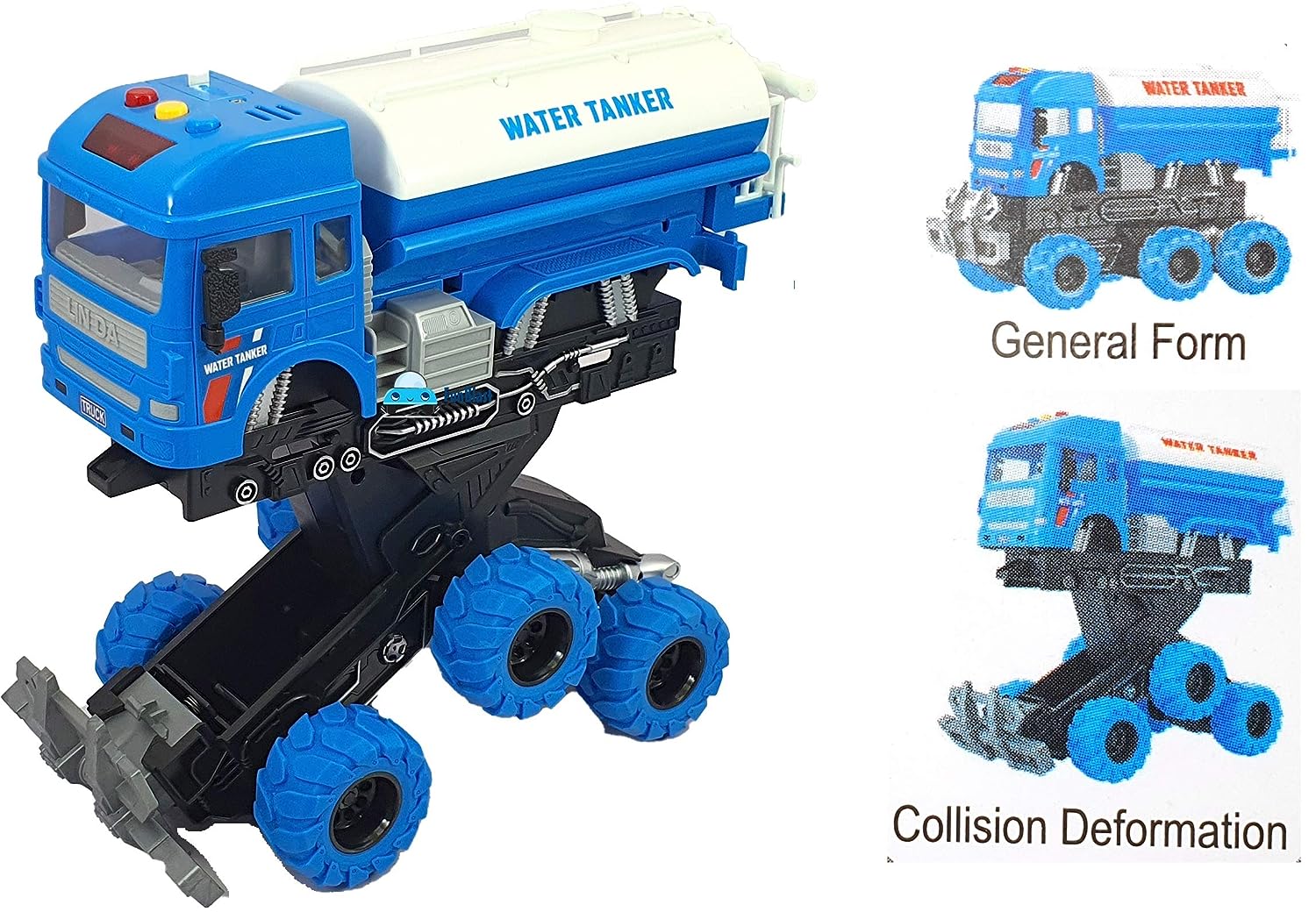 4WD Monster Construction Truck for Kids Toy Friction Powered Toy 6 Wheel Drive Tanker Truck Toy Vehicle for Kids