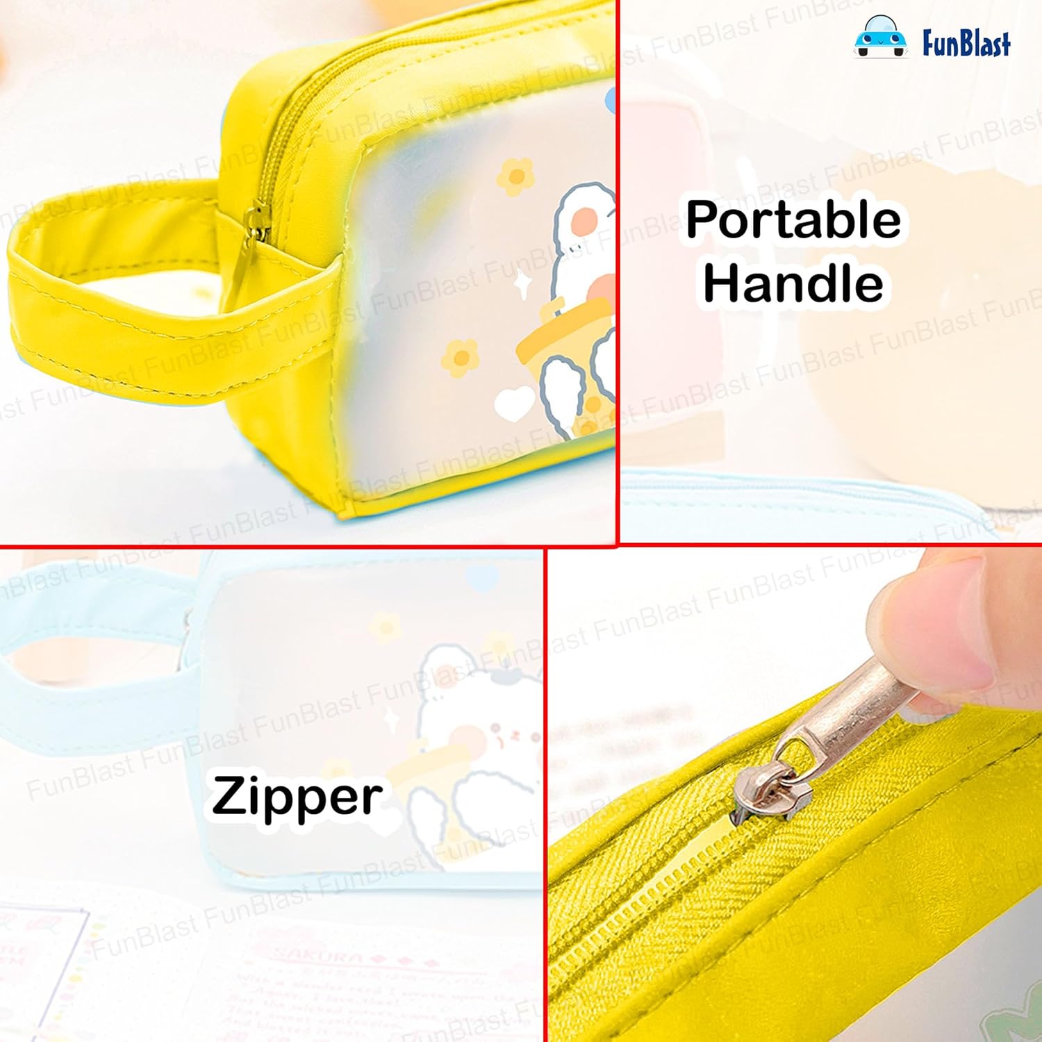 PVC Pencil Pouch with Zipper Closure (Yellow)