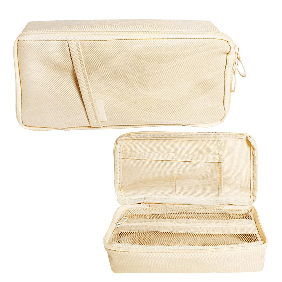Multipurpose Zipper Pencil Pouch for Kids & Adults  (Beige)