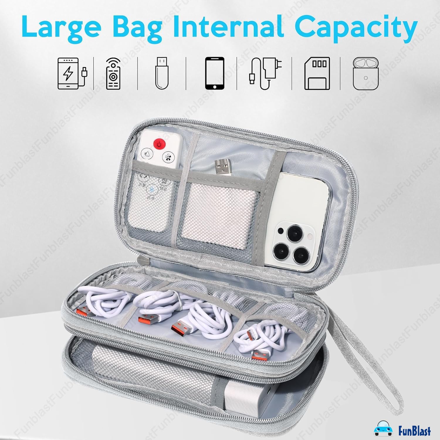Travel Organizer Pouch with Mesh Pockets for Men and Women (Grey)