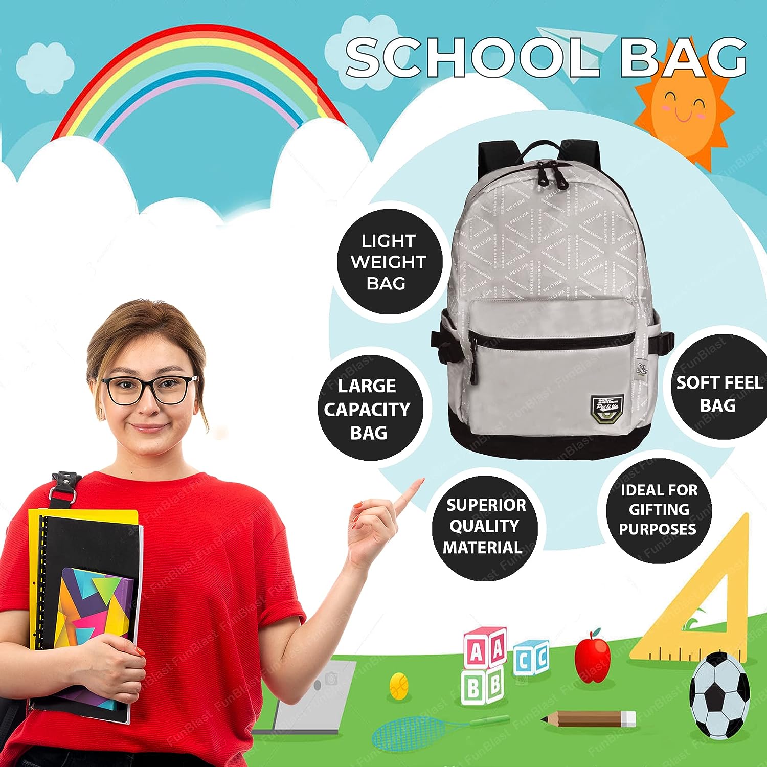 School, Office, Casual Bag - Multipurpose Backpack, School & College Bags for students, Large Capacity Unisex Travel Backpack, Picnic Bag (46 X 34 X 20 CM)