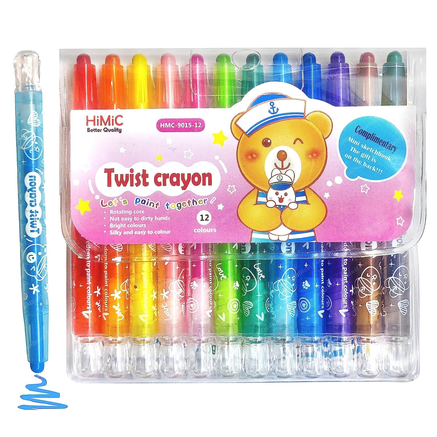 12pcs Twistable Crayons, Clean Hands, Safe For Student, Colorful Painting  Set