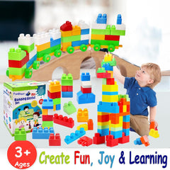 Building Blocks for Kids with Wheel, 64 Pcs with 16 Movable Wheels