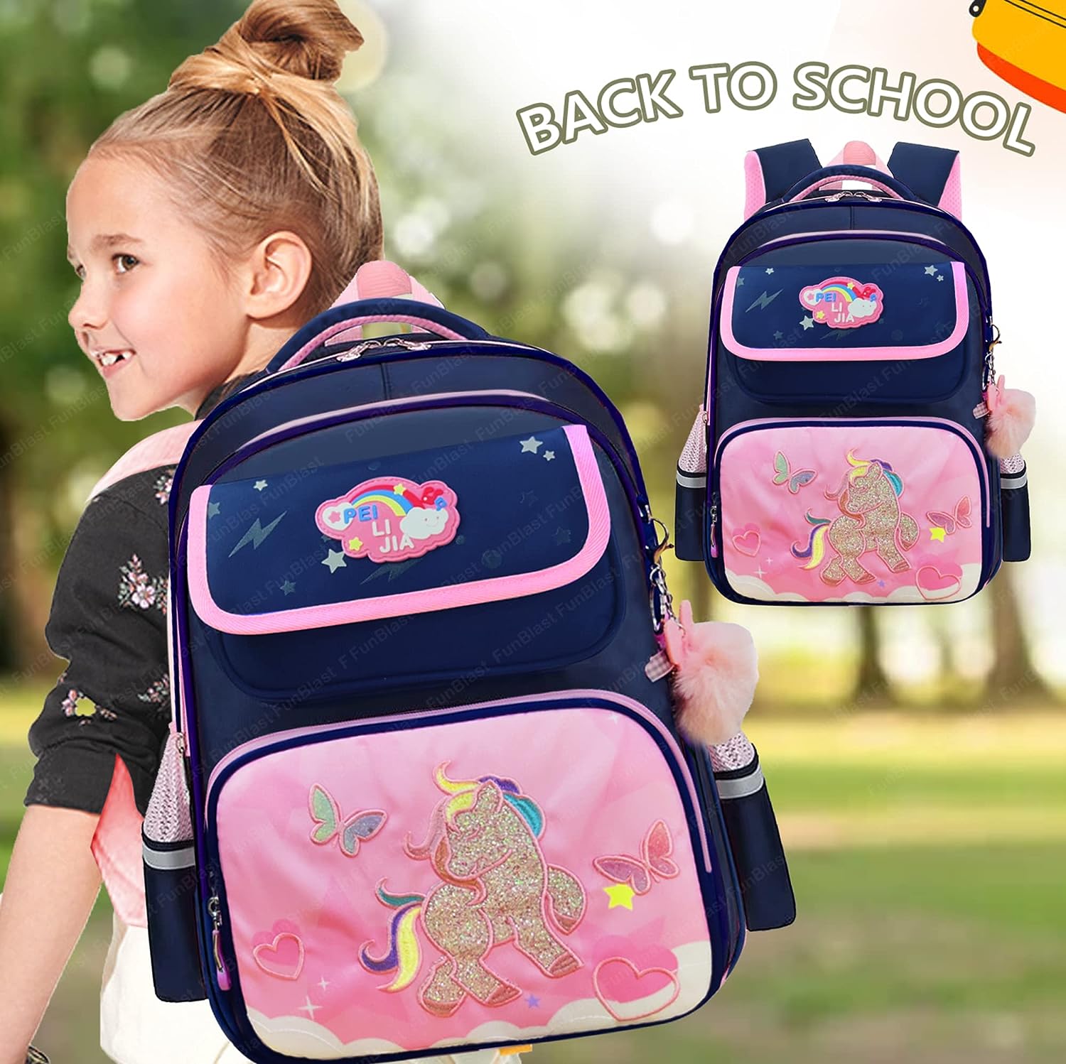 Unicorn Backpack for Children - School Bag for Student, Orthopedic School Bags, Lightweight Large Capacity Bag for Boys Girls Kids, Travel Bag, Picnic Bag (39 X 31 X 20 CM)