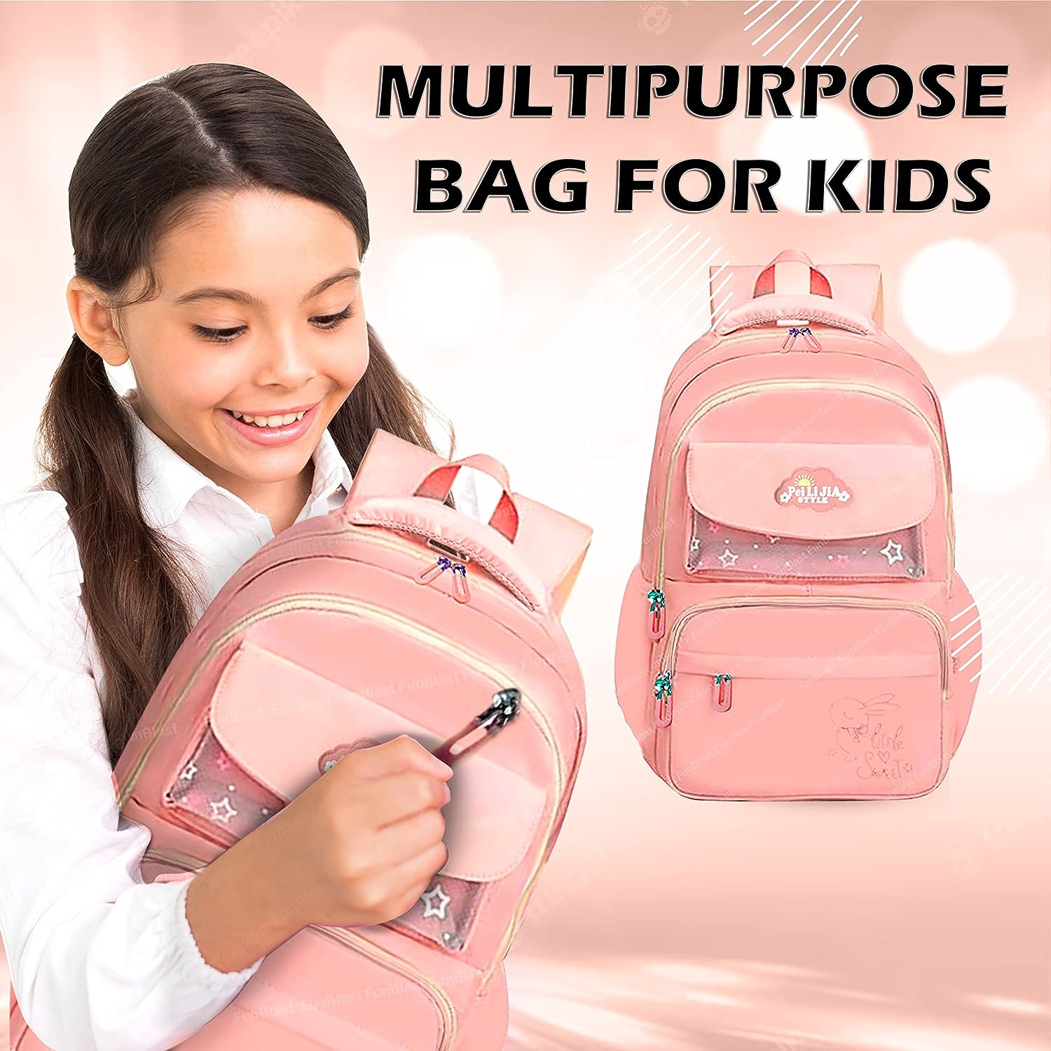 School Bags for Kids Girls – Multi-Purpose Bag for Kids, School Backpack, College Backpack, Large Capacity Travel Backpack, Picnic Bag, Lightweight School Bags (46 X 32 X 16 CM)