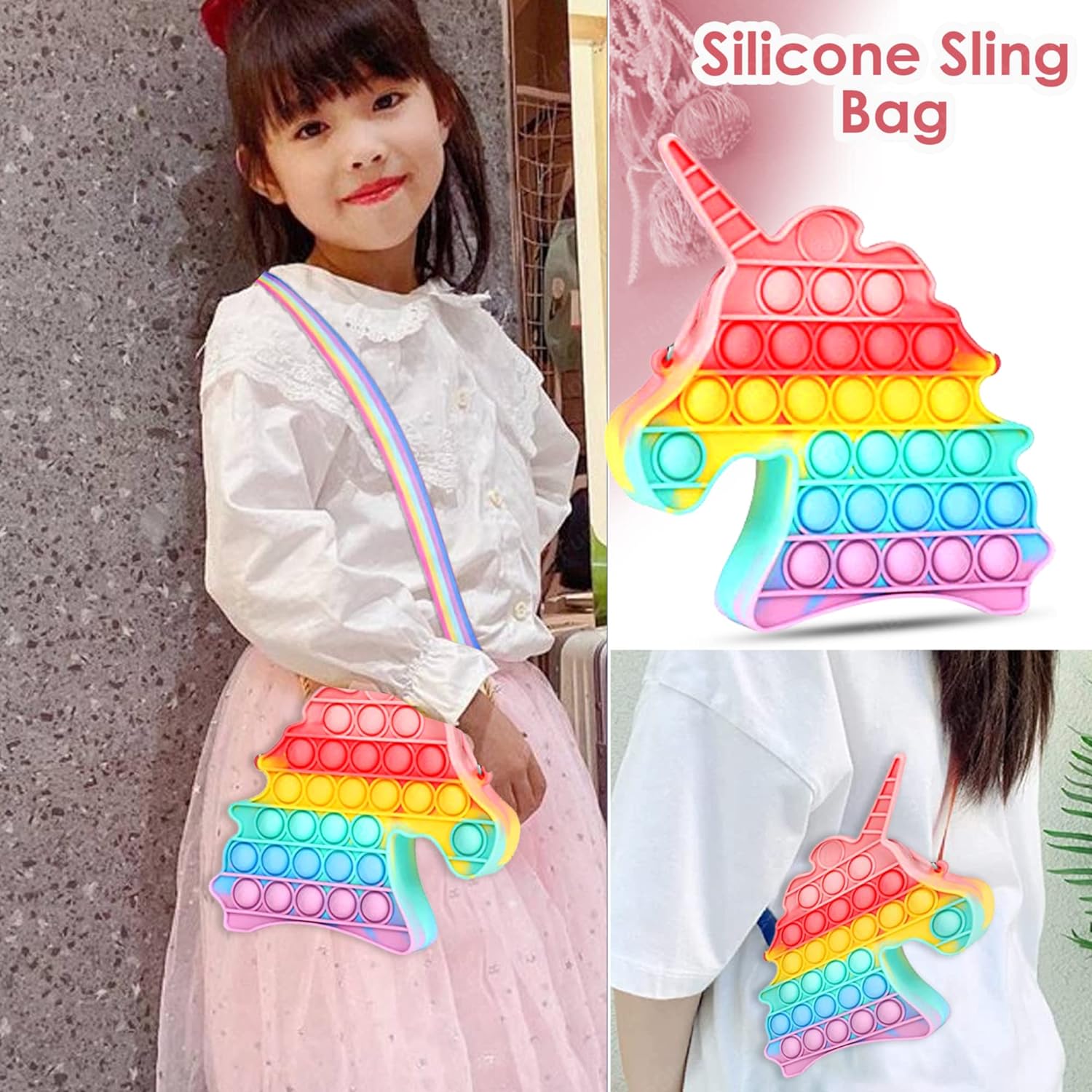 Unicorn Sling Bag Pop It Cross Body Fancy Bag – FunBlast