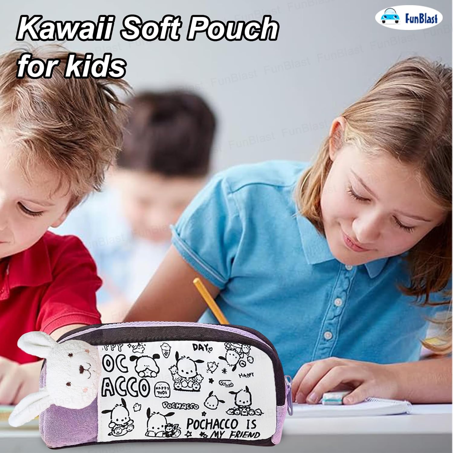 Cartoon Design Multipurpose Zipper Pouch for Kids (Purple)