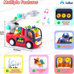 Fire Rescue Toys for Kids – Musical Toys for Kids, B/O Crawling Baby Toy, Bump and Go Toys for Kids, 360° Rotating Universal Wheel Toys